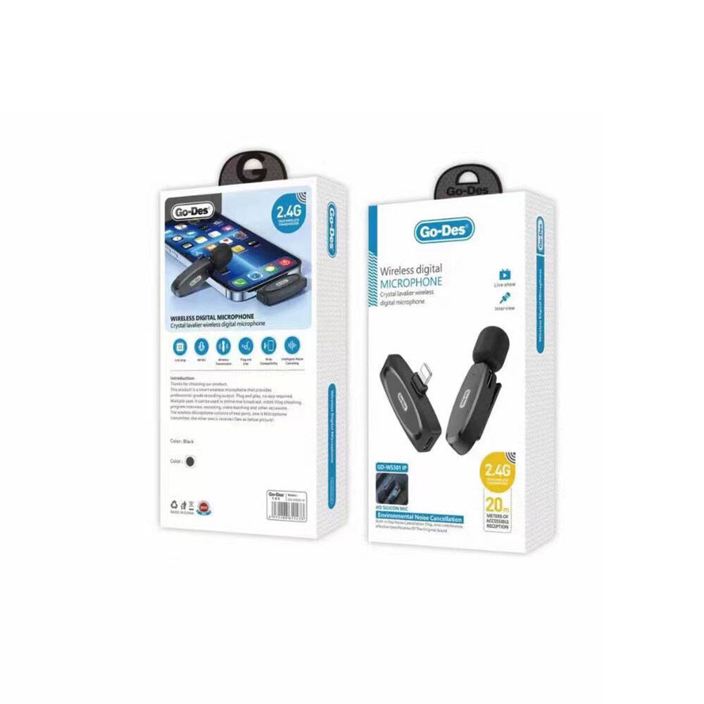 Go Des GD-WS301L Lightning Uçlu Kablosuz Dijital Yaka Mikrofonu Seti - 2 Go Des GD-WS301L Lightning Uçlu Kablosuz Dijital Yaka Mikrofonu Seti - 2